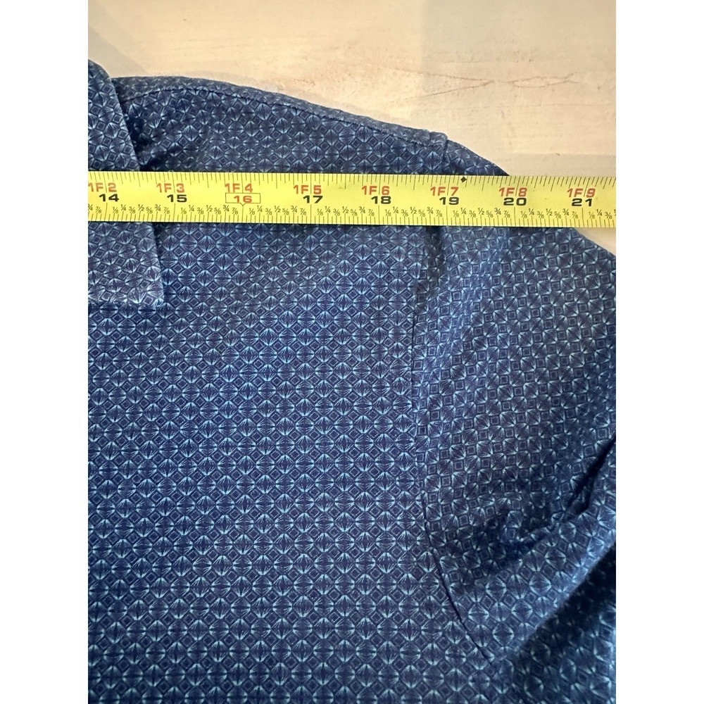 Buttercloth Icy Cotton Men's Short Sleeve Tall L LT Blue Geometric Button-Up - Picture 5 of 10